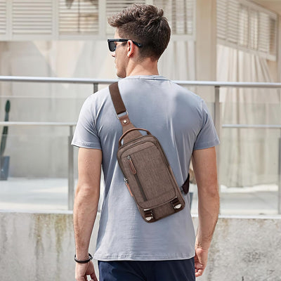 DORRISO Leicht Herren Brusttasche Mode Sling Bag für 7,9 Zoll iPad mit Griff Reise Kuriertaschen für