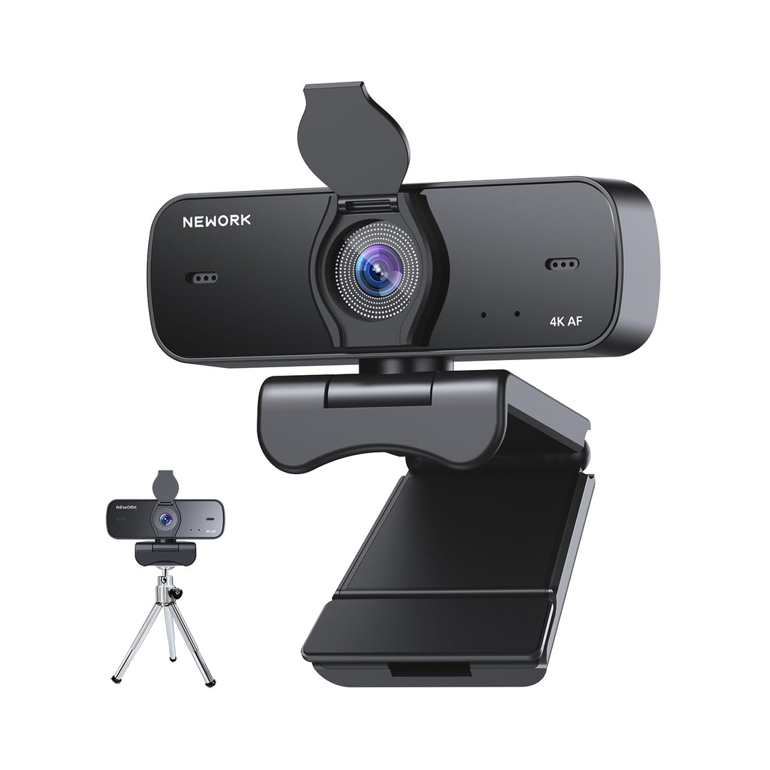 4K Webcam für PC, 4K UHD 1/2.55" Sony Sensor, Autofokus, Datenschutzabdeckung und Stativ, Dual Mikro