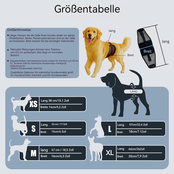 3PC Rüdenwindeln – Wiederverwendbare & waschbare Bauchbänder für Hunde, atmungsaktives Air-Mesh-Gewe