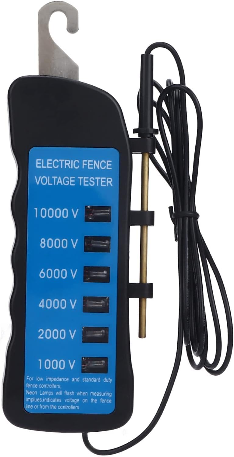 Ejoyous Weidezaun Zaunprüfer, 1000-10000V 6 Stufen Elektrozaun Tester, Tragbarer Spannungsprüfer Str
