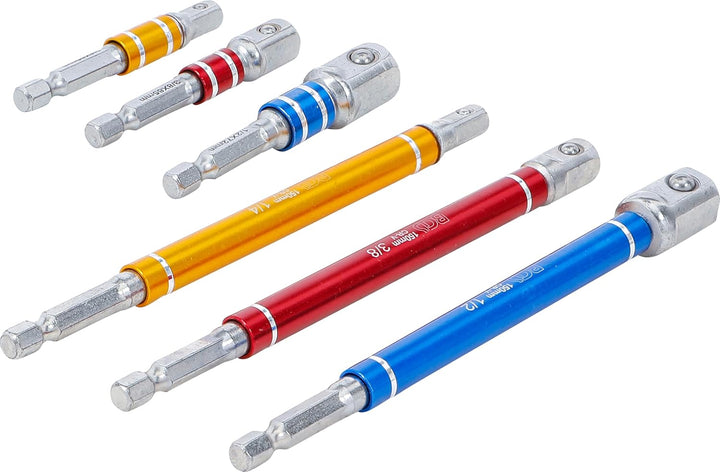 BGS 74424 | Adapter-Satz für Bohrmaschinen | farbig | Antrieb Aussensechskant 6,3 mm (1/4") | Abtrie