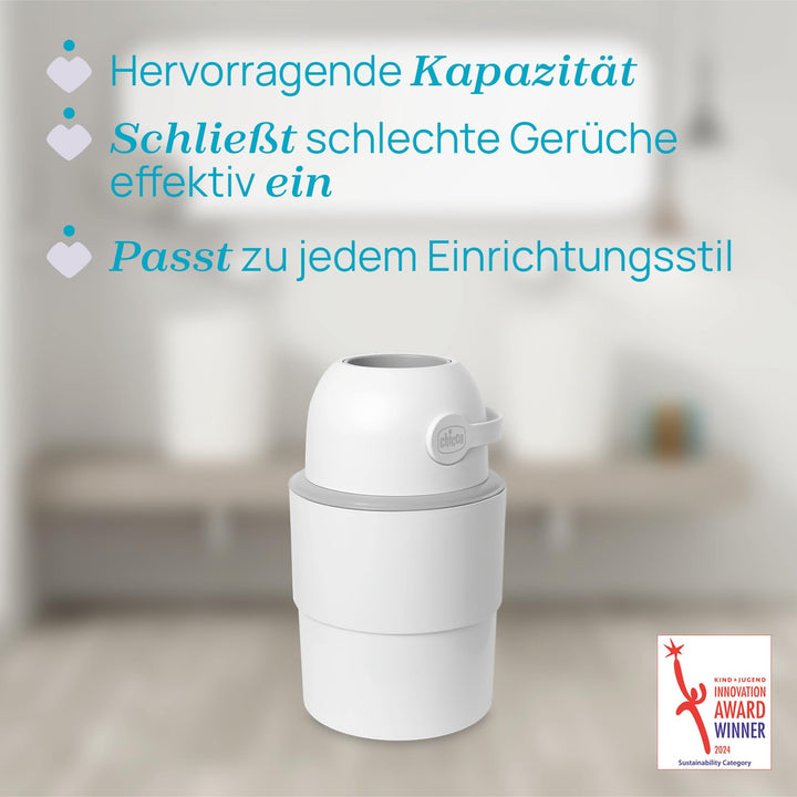 Chicco Teleskop-Windeleimer, Geräumig und Praktisch, Kompaktes Design, Kompatibel mit Chicco Odour O