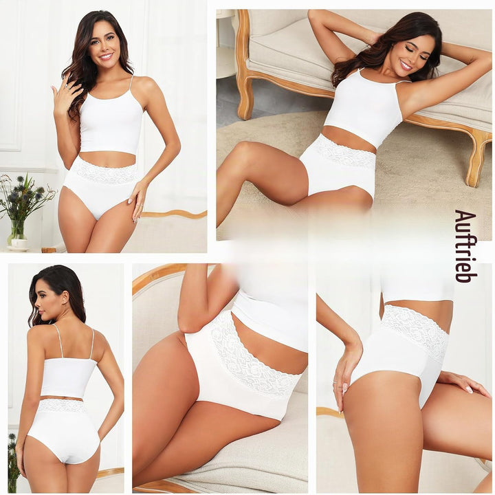 Wealurre Unterhosen Damen, Unterwäsche Frauen Baumwolle Hohe Taille Slip Damen Unterwäsche Spitze 5e