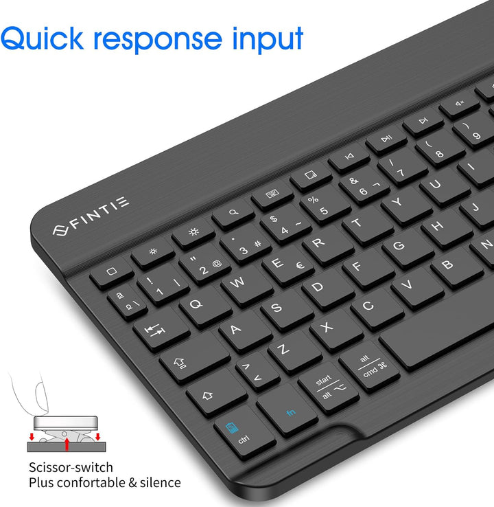 Fintie Spanish Keyboard Bluetooth Wireless Super Slim (4 mm) 10 inch for iOS Apple iPad/Tablet Andro