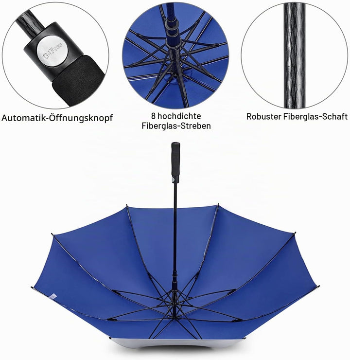 G4Free 54/62 Zoll Golfschirm Regenschirme Silberbeschichtet Sonnenschutz Grosse Winddicht Wasserdich