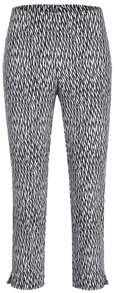Stehmann-Loli-602, Schmale Pull-On Jacquardcaprihose mit Schlitz an der Seitennaht 38 Schwarz, 38 Sc