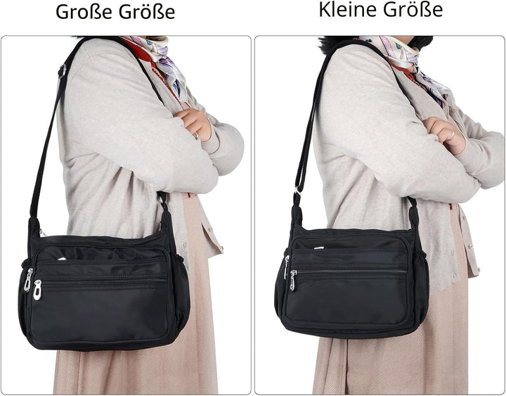 NOTAG Umhängetasche Damen, Wasserdicht Nylon Schultertasche Mehrfachtasche Handtasche mit RFID Geldb