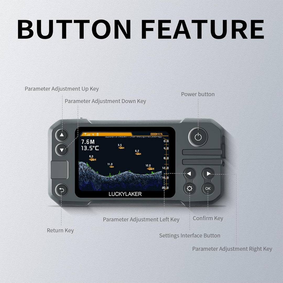 LUCKY Kajak Tragbarer Fischfinder Wandler Kabelloser Sonar Fischfinder Boot Wiederaufladbar Handheld