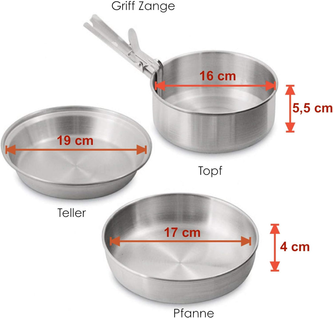 Norskskin Kochset Camping Topfset für Gas Spiritus Festbrennstoff Kocher Single Set