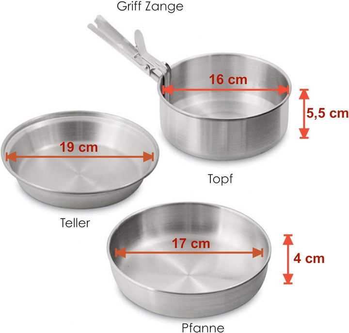 Norskskin Kochset Camping Topfset für Gas Spiritus Festbrennstoff Kocher Single Set
