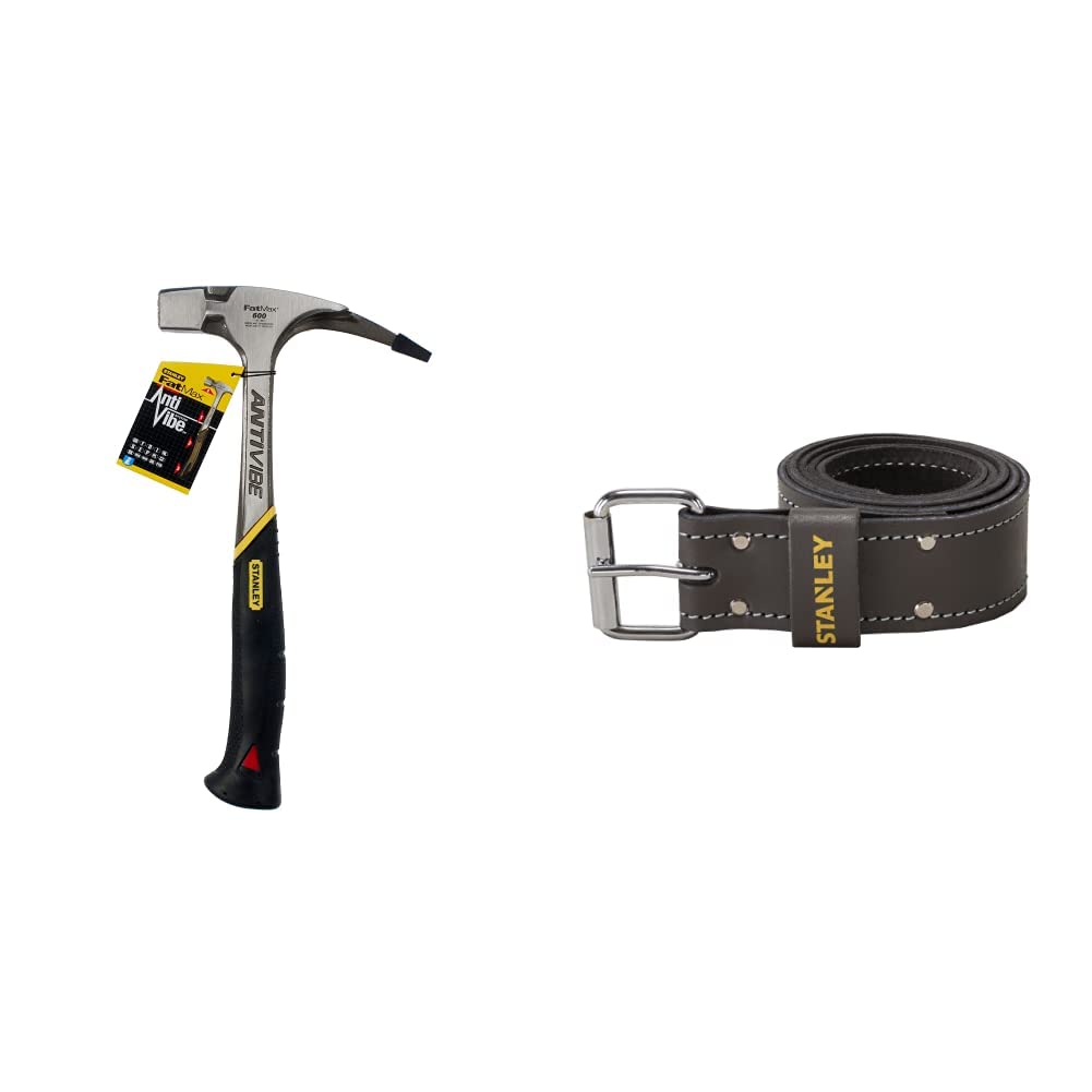 Stanley FatMax Antivibe Latthammer 1-51-937 & STST1-80119 Ledergürtel, 130 x 2.5 x 6.5 cm, 16 Loch |