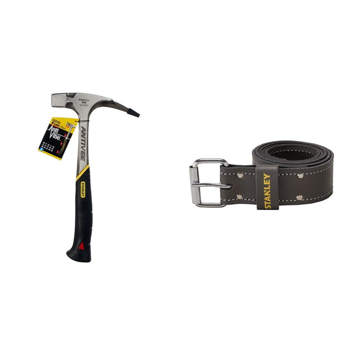 Stanley FatMax Antivibe Latthammer 1-51-937 & STST1-80119 Ledergürtel, 130 x 2.5 x 6.5 cm, 16 Loch |