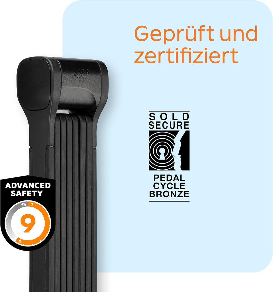 AXA Fold 110 Faltschloss – Länge 110 cm – Sicherheitsstufe 9 – Halterung inkl. Tracking-Tag-Fach – M