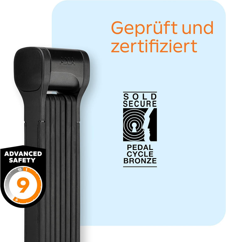 AXA Fold 110 Faltschloss – Länge 110 cm – Sicherheitsstufe 9 – Halterung inkl. Tracking-Tag-Fach – M