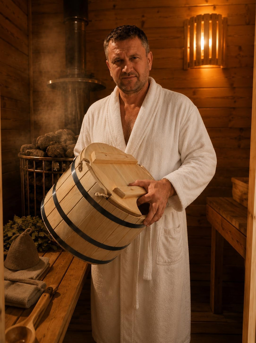 Holz Saunakübel 20 Liter Sauna Eimer Holzeimer Esche Banya Aufgusseimer