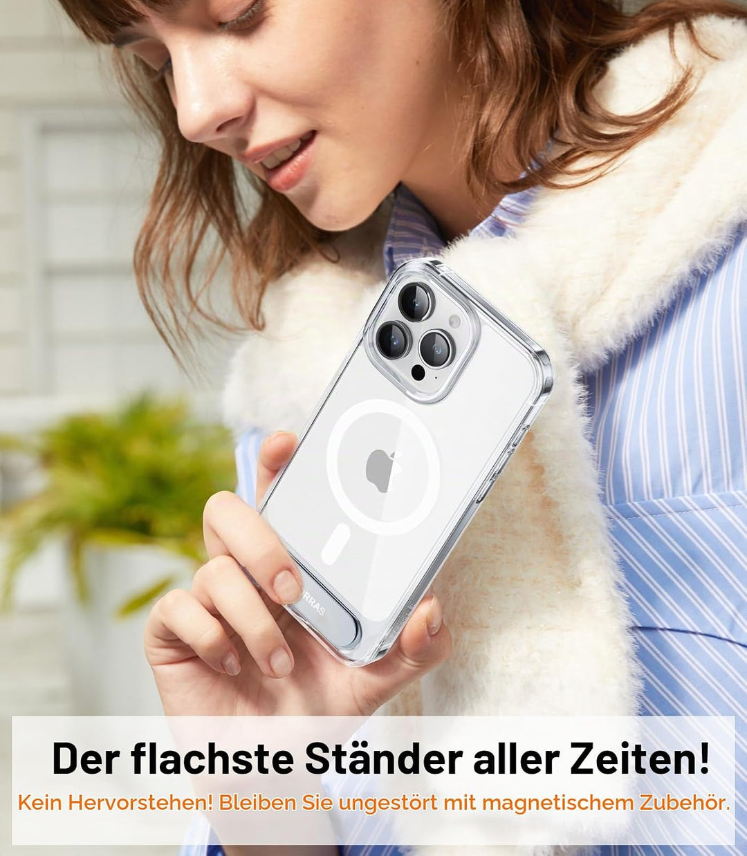 TORRAS Ostand L1 für iPhone 15 Pro Max Hülle mit Flügelständer Kompatibel mit MagSafe-Zubehör 3,66m