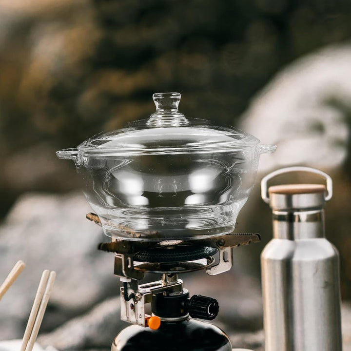 ARTIBETTER Suppenterrine aus Borosilikatglas 25 L mit Deckel Antihaftbeschichteter Glastopf mit Grif