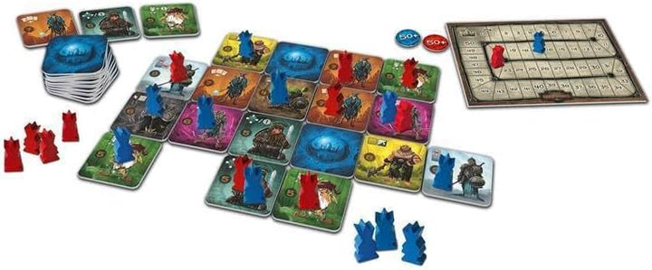 Game Factory 646269 Claim Kingdoms, das grosse Duell um den Thron! Legespiel für 2 Personen, Gesells