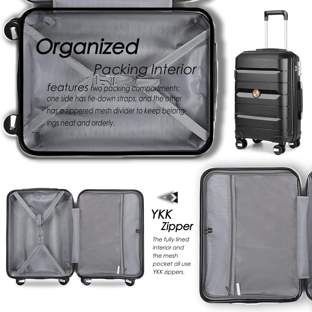 Sea choice Hartschalenkoffer Set 4 Teilig S/M/L/XL Rollkoffer Handgepäck 100% PP Reisekoffer mit 360