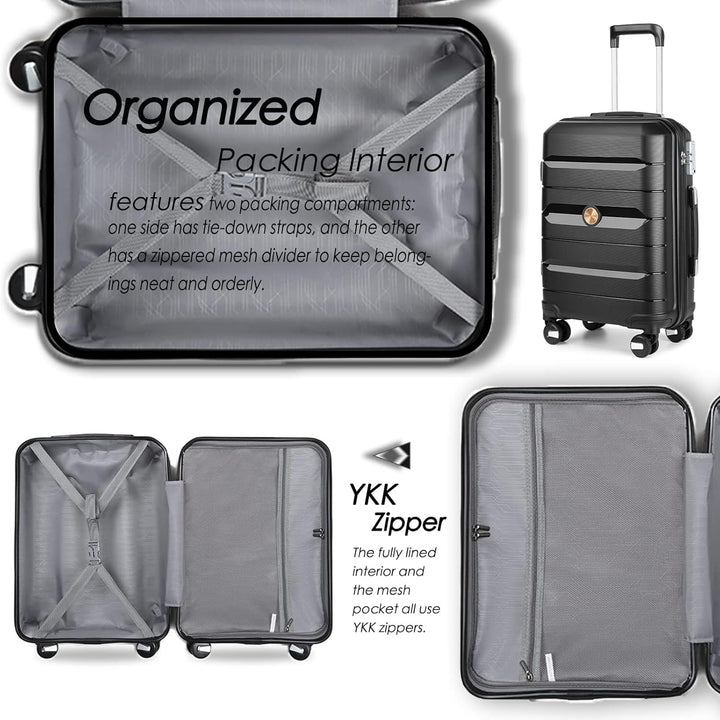 Sea choice Hartschalenkoffer Set 4 Teilig S/M/L/XL Rollkoffer Handgepäck 100% PP Reisekoffer mit 360