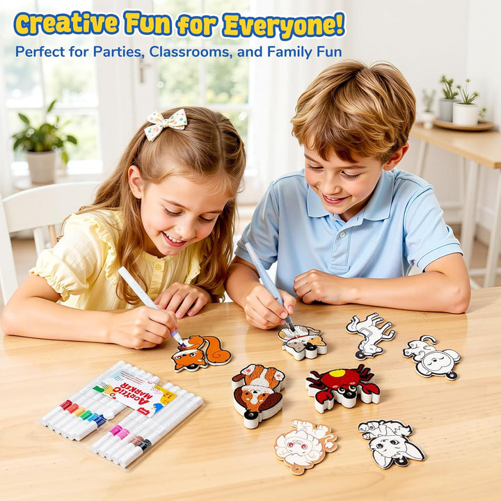 JoyCat 3D Kunst-Set, Tier Magic Puffy Paint Set, Schmutzfreie Malset Bastelset für Kinder, Kreative