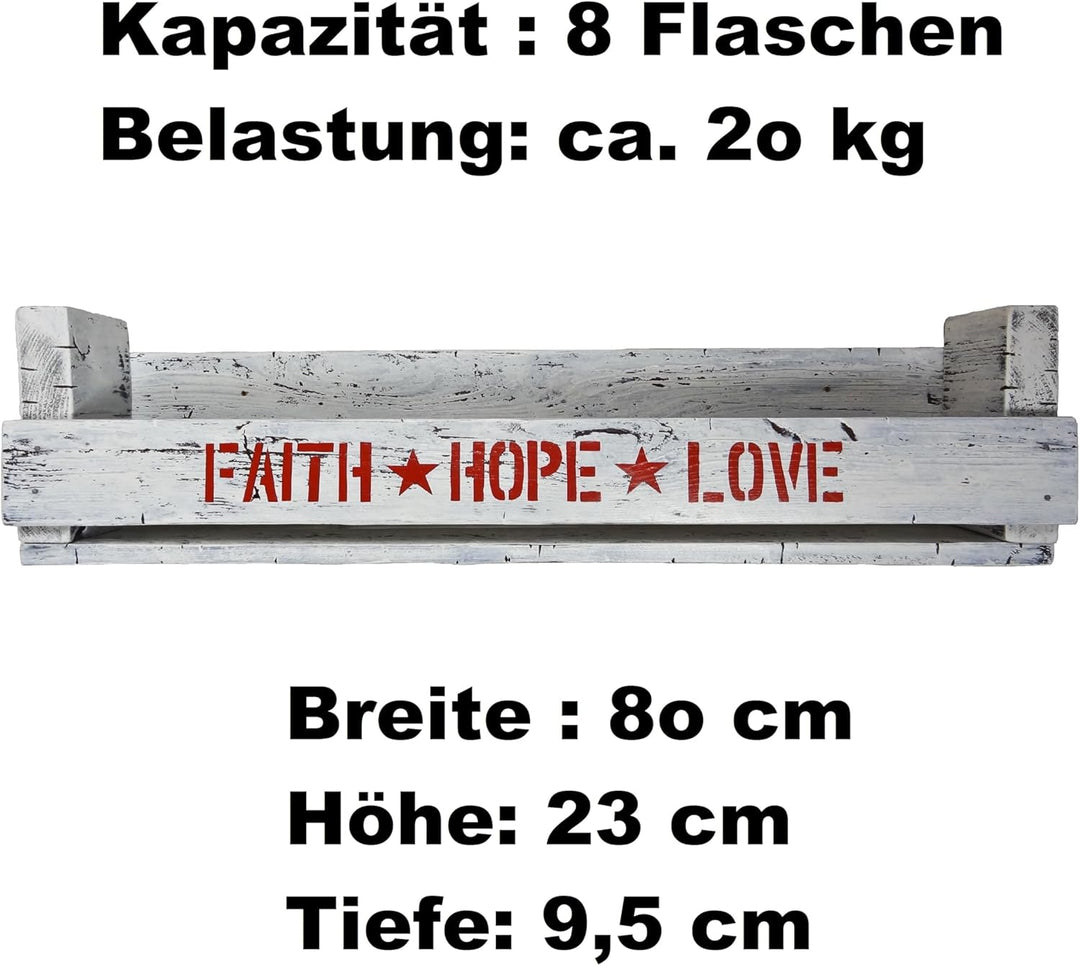IHR WUNSCHTEXT in Farbe auf einem PaLeTTeNReGaL (HxLxT: 23x8ox9,5cm) Wandbar Barelement Weinregal Fl