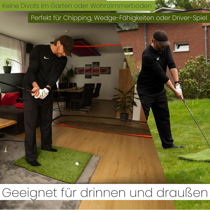 Golf Abschlagmatte 85 x 65 x 4cm, Indoor Outdoor, inkl. Tee + Teehalter verstellbar, tragbar, zusamm