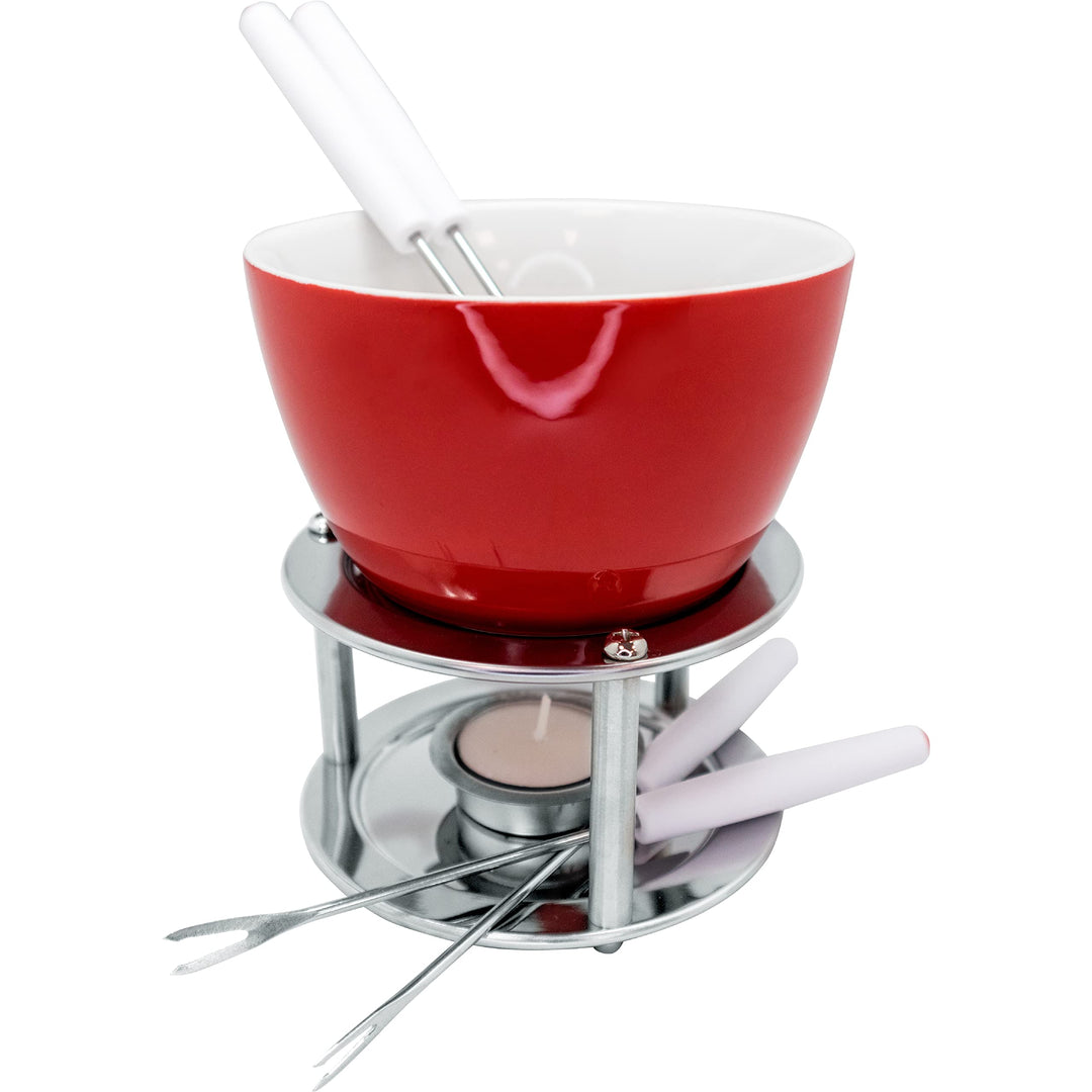 Vin Bouquet FIH 022 - Schokoladen-/Käsefondue aus Keramik, einschliesslich Teelicht und vier Spiesse