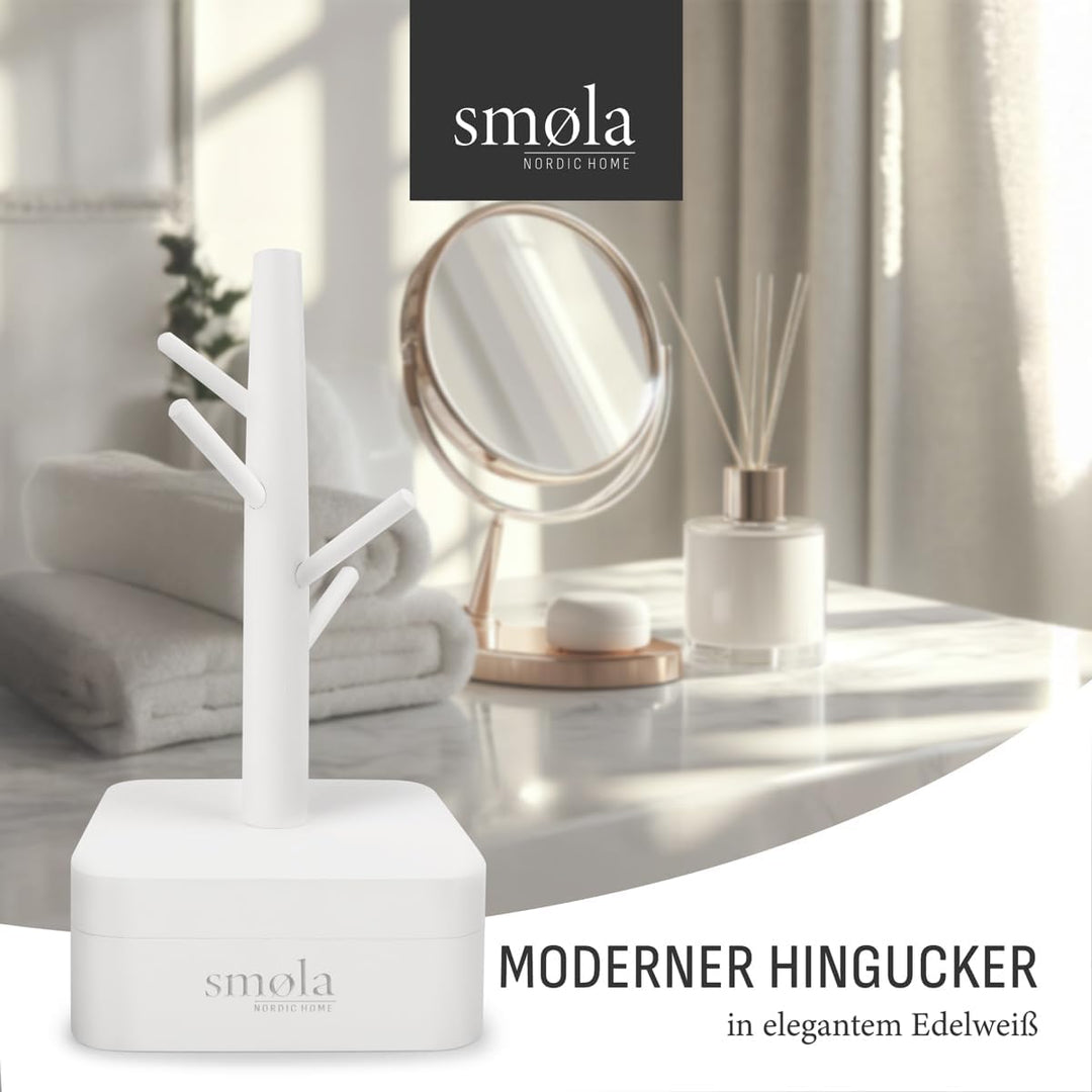 Schmuckbaum Weiss aus Holz - 4 Ebenen mit Aufbewahrungsbox - Schmuck Organizer, Schmuckständer für K