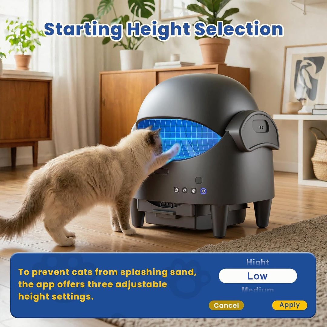 Selbstreinigende Katzentoilette Offen, Automatische Katzenklo mit App & Sicherheitssensor, Grosser A