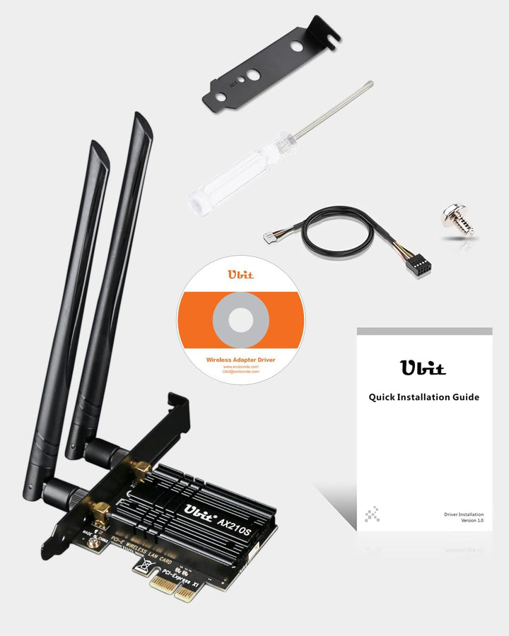 Ubit WLAN Karte, Intel Dreiband Bis zu 5400Mbit/s WLAN Karte mit Bluetooth 5.2 6GHz / 5GHz / 2.4GHz