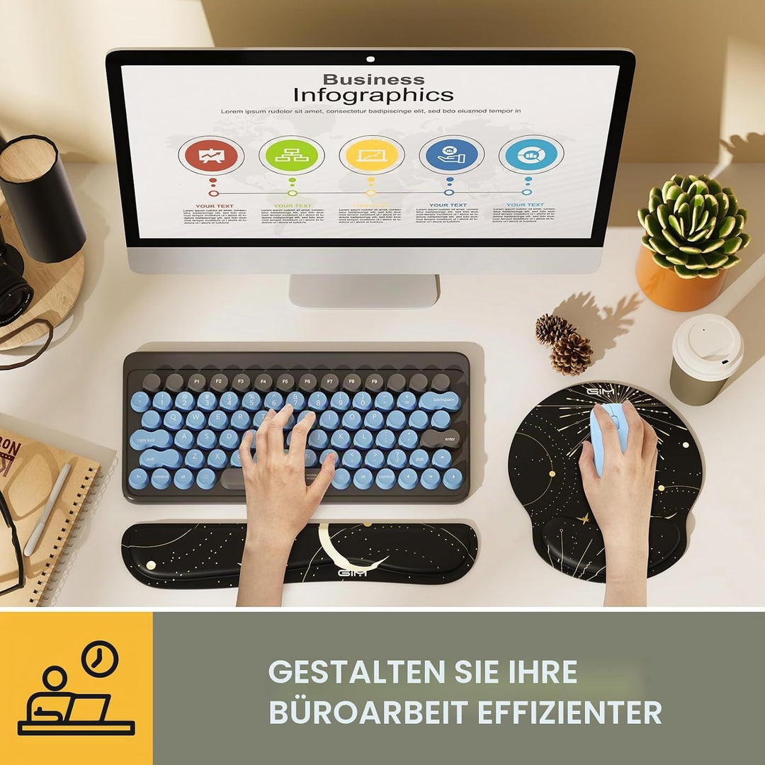 GIM Mauspad Gelkissen Mousepad mit Handauflage Ergonomisches Mauspad Tastatur Handgelenkauflage Gelk