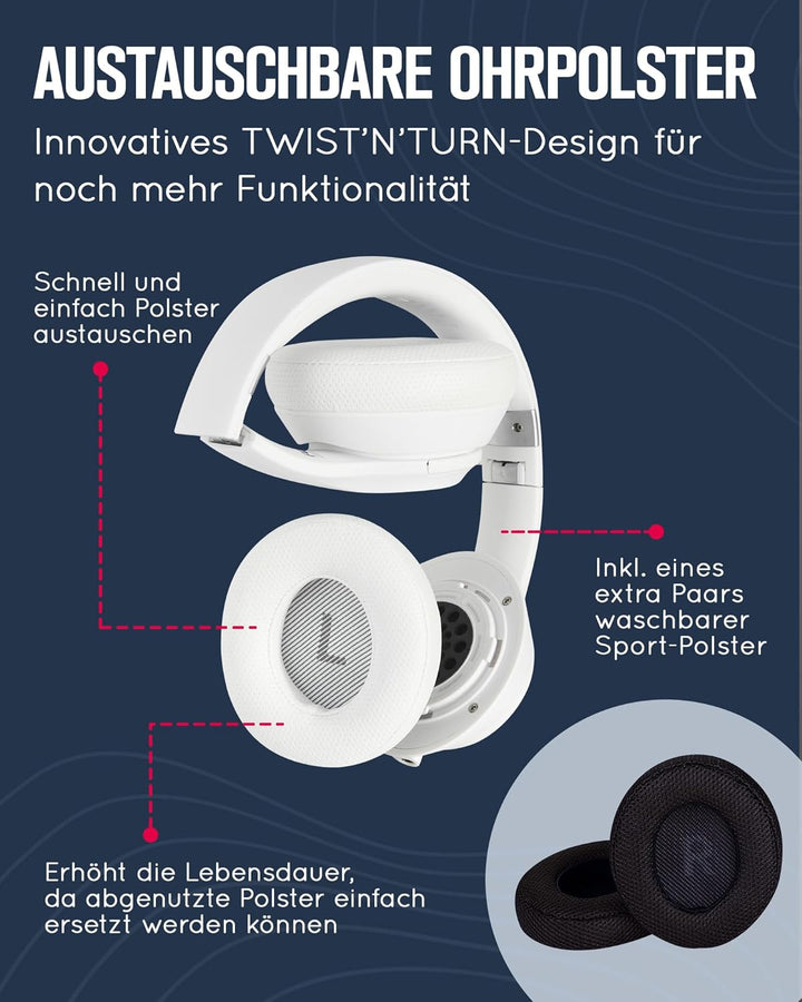 MIIEGO Boom Bluetooth Kopfhörer - Kabellose Over-Ear Headphones - Waschbare Ohrpolster - Perfekter S