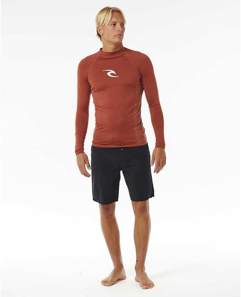 Rip Curl Herren Waves UPF 50 Performance Long Sleeve Rashguard Rash-Guard-Shirt M Rot 241, M Rot 241