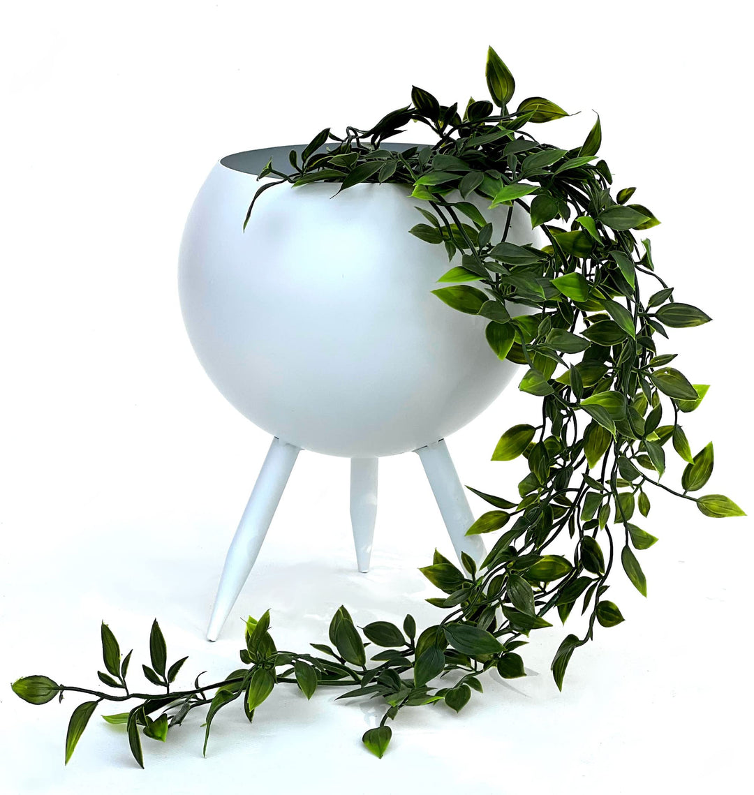DanDiBo Blumenhocker Metall mit Topf Weiss 27 cm Blumenständer 96259 L Blumensäule Modern Pflanzenst