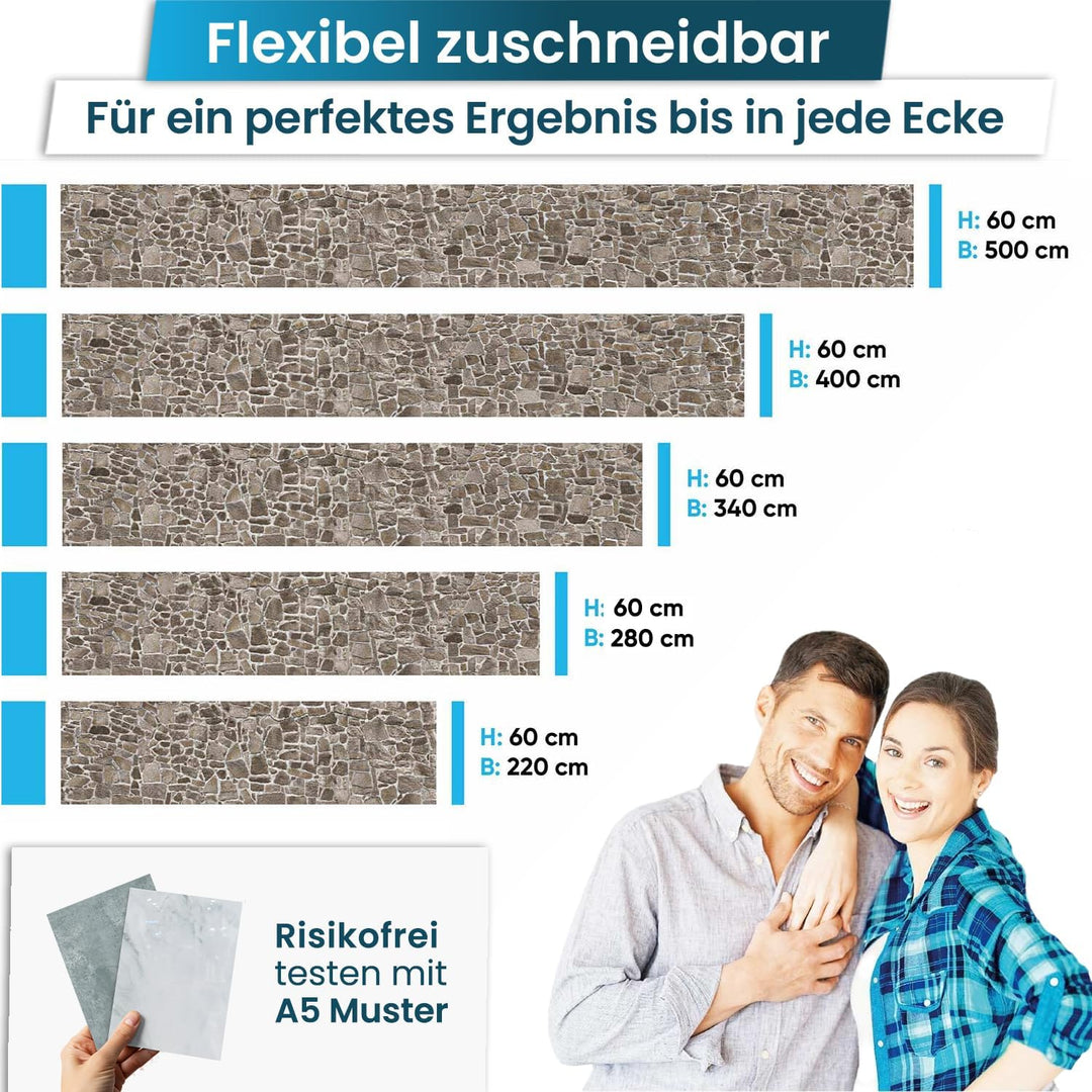 danario Küchenrückwand selbstklebend - Matt - Spritzschutz Küche - versteifte PET Folie - 0,4 mm - S