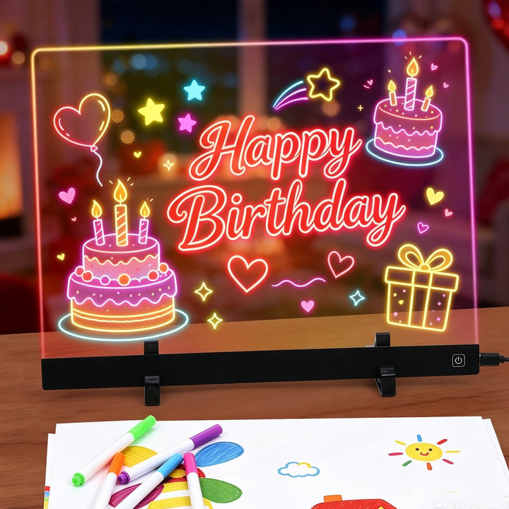 LED Zeichenbrett, ORIA Leuchtendes LED Zeichenbrett für Kinder, Neonlicht Maltafel Acry Notiztafel m