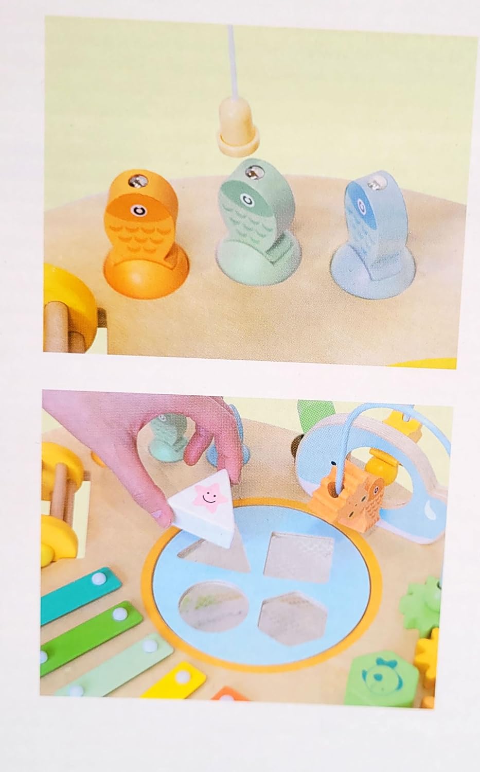 ToyToyToy Motorik Spieltisch aus Holz Musik Formen Motorikschleife Zahnräder UVM