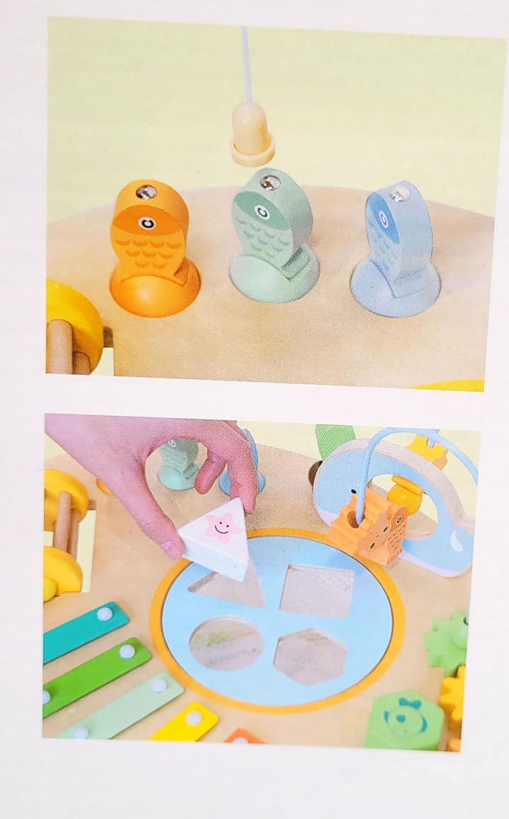 ToyToyToy Motorik Spieltisch aus Holz Musik Formen Motorikschleife Zahnräder UVM