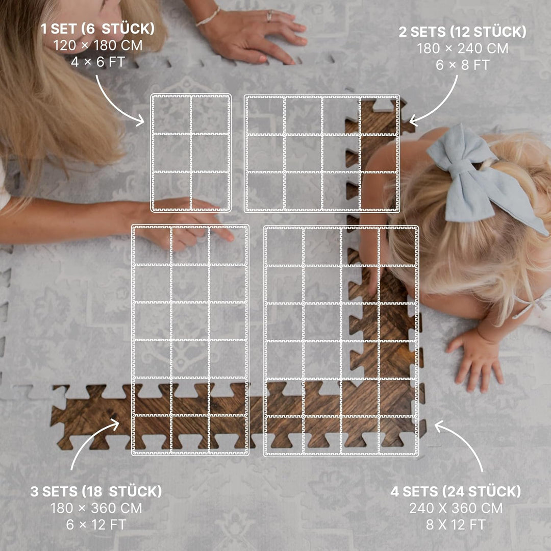 Toddlekind Puzzlematte Kinder, 6-Tlg. Inkl. Rand – Baby-Puzzlematten & Puzzle Bodenmatte, Ungiftige