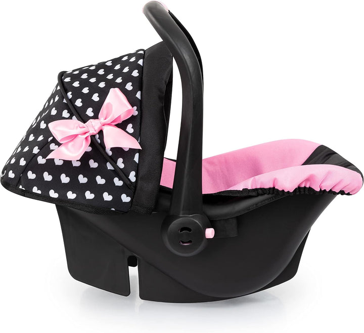 Bayer Design 67960AA Puppenautositz mit Dach, verstellbarem Griff, Puppenzubehör, rosa, schwarz, Her