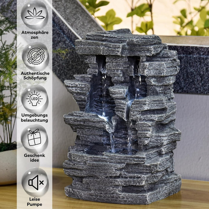 Zen'Light Innenbrunnen Nature Cascade Effect Stone Felslicht Weiss, Geschenkidee, bewegliche Innenau