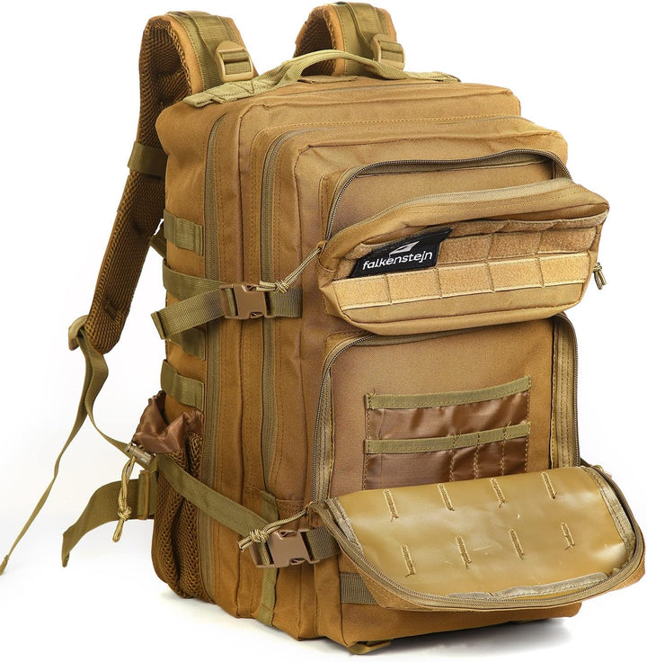 FALKENSTEJN Rucksack für Freizeit Outdooraktivitäten Schule Arbeit Multifunktionsrucksack Camel 45l