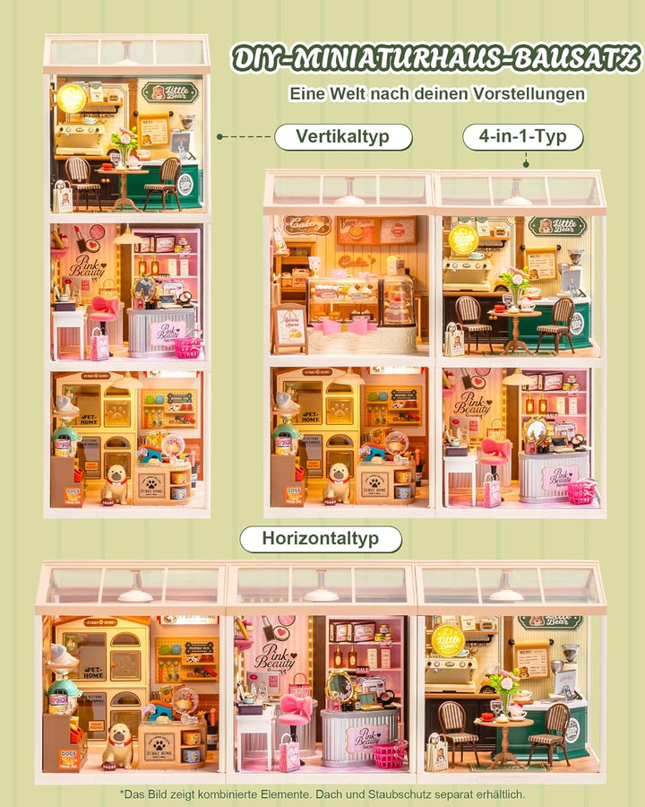 Rolife Super Creator Perfect Romance Café, DIY Miniature House mit Licht, Ohne Kleber, Niedliche Min