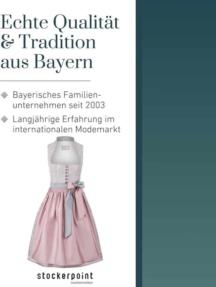 Stockerpoint Damen Dirndl Monroe Kleid für besondere Anlässe 32 Altrosa, 32 Altrosa