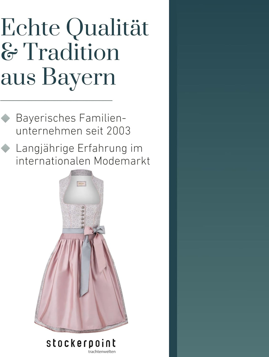 Stockerpoint Damen Dirndl Monroe Kleid für besondere Anlässe 42 Altrosa, 42 Altrosa