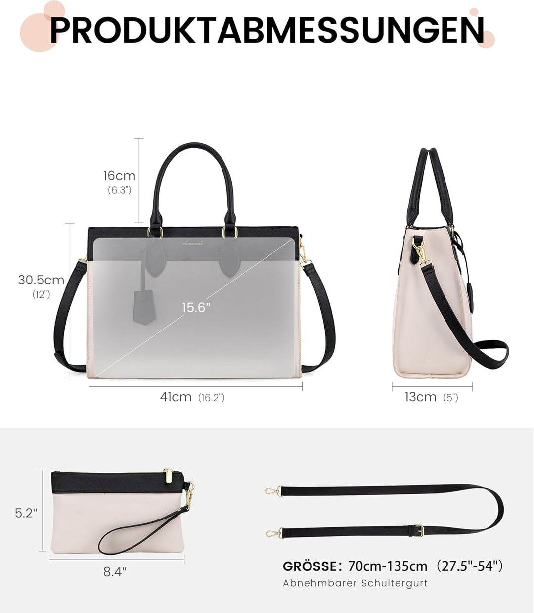 LOVEVOOK Laptoptasche Damen, 15,6 Zoll Handtasche Arbeitstasche Lehrertasche Gross, Wasserdicht Shop