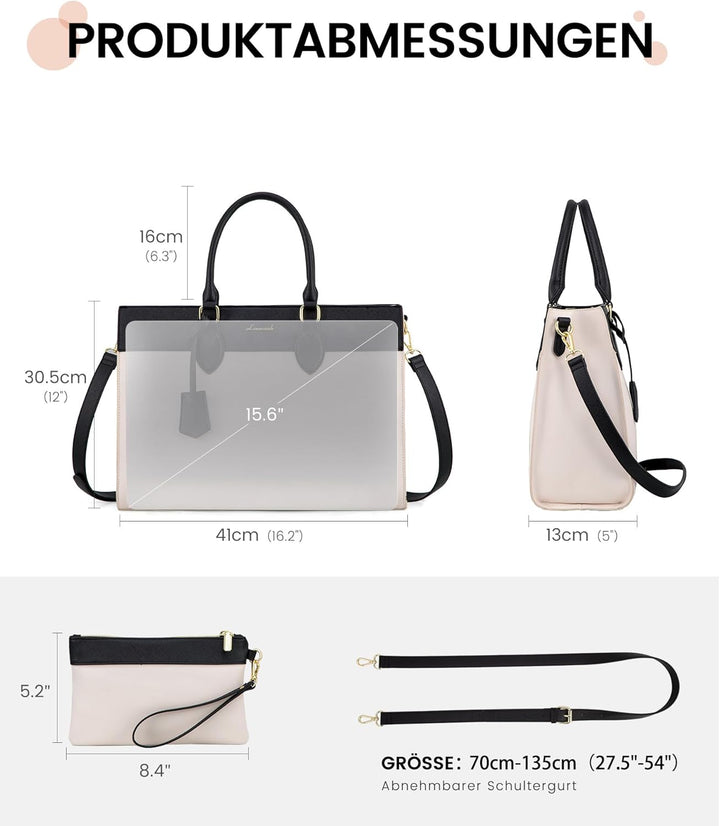 LOVEVOOK Laptoptasche Damen, 15,6 Zoll Handtasche Arbeitstasche Lehrertasche Gross, Wasserdicht Shop