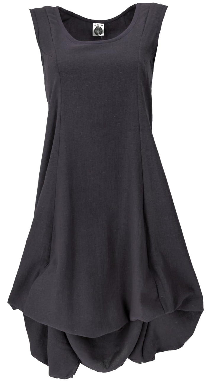 GURU SHOP Langes Wandelbares Sommerkleid, Maxikleid, Damen, Baumwolle 38 Schwarz, 38 Schwarz