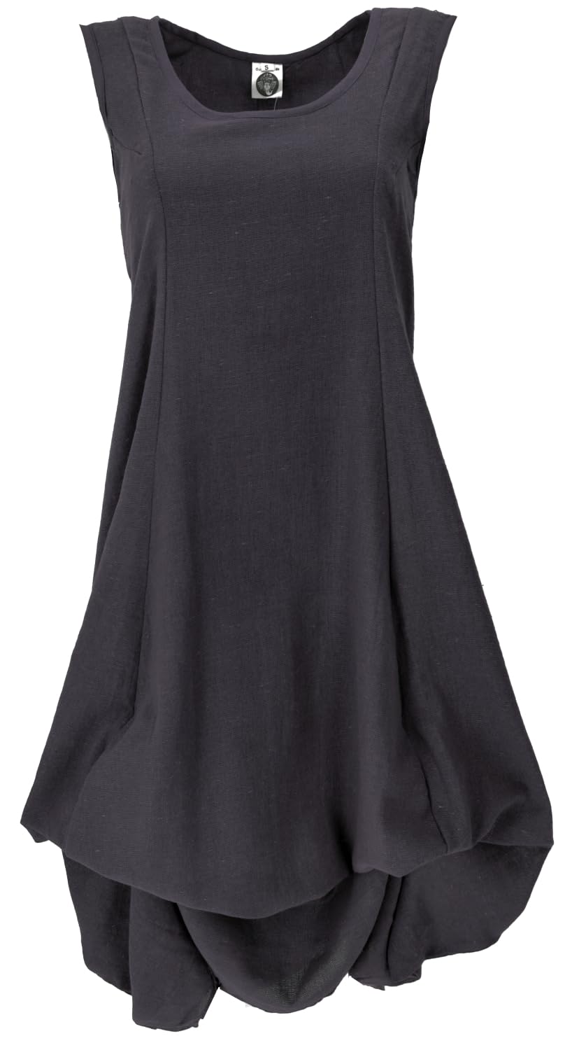 GURU SHOP Langes Wandelbares Sommerkleid, Maxikleid, Damen, Baumwolle 42 Schwarz, 42 Schwarz